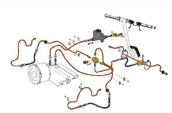 Volvo P1800: Brake lines (single circuit)