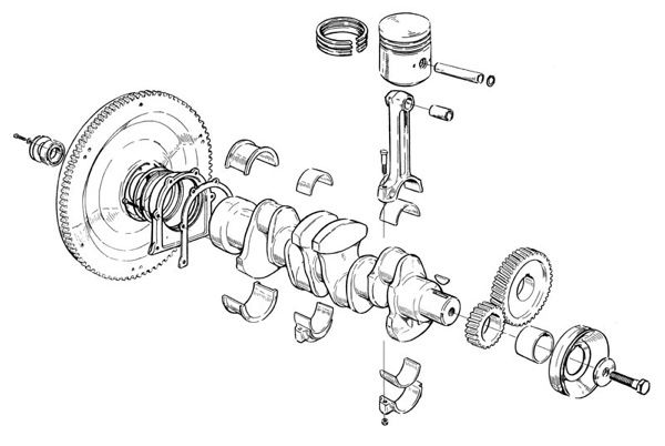 Volvo P1800: Crankshaft, pistons