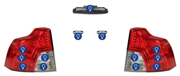 Volvo S40 (2004-): Übersicht Leuchtmittel hinten