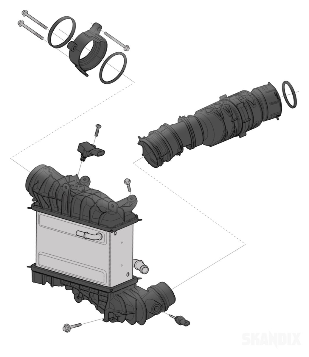 Volvo S90, V90 (2017-), V60, V60 CC (2019-), V90 CC, XC60 (2018-), XC90 (2016-): Intercooler Charger, Charger intake hoses