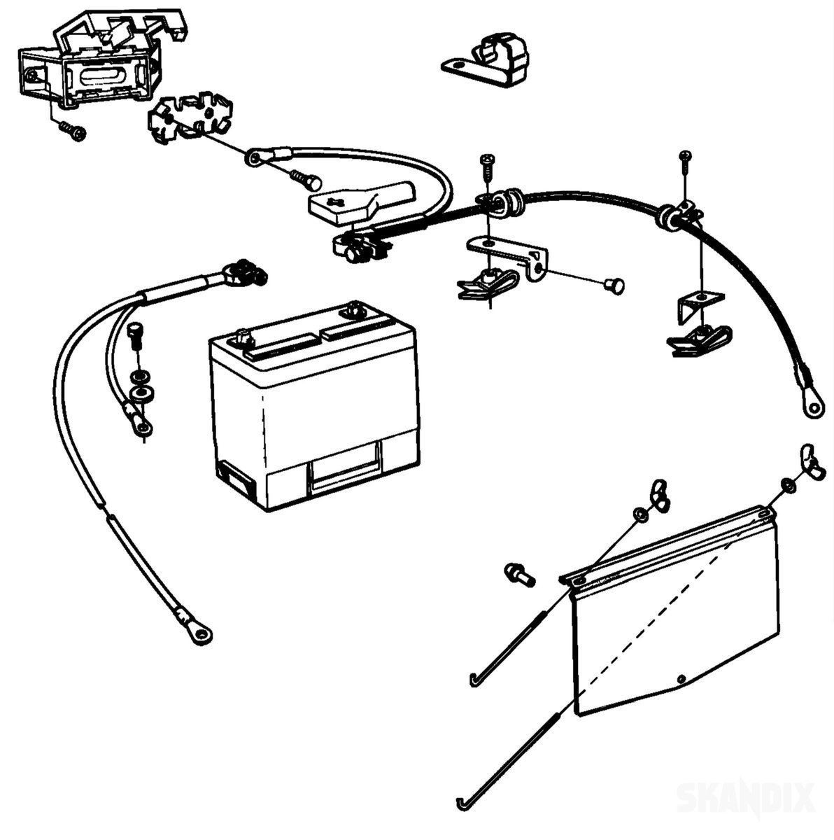 Saab 900 (-1993): Battery mount - without turbo