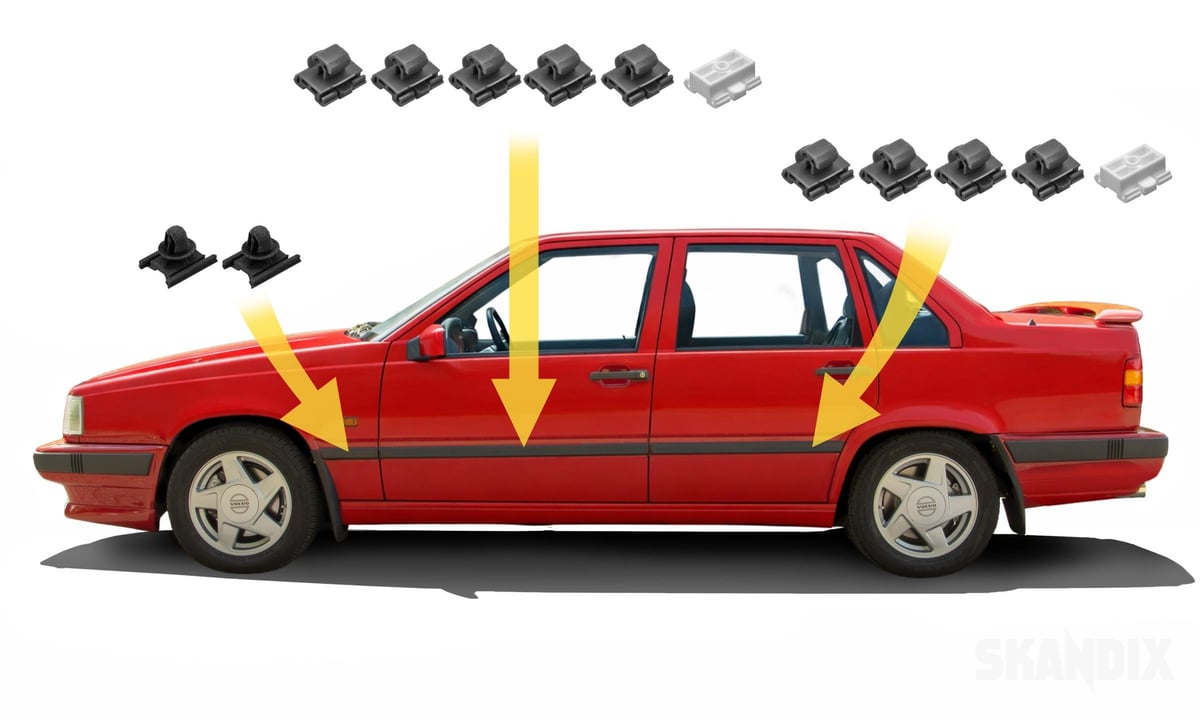 Volvo 850: Clips trim mouldings