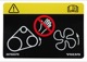Information sign Warning Rotating Fan and Drive Belts 31333045 (1037304) - Volvo C30, C70 (2006-), S40, V50 (2004-), S60 (-2009), S60, V60, S60 CC, V60 CC (2011-2018), S80 (2007-), S90, V90 (2017-), V40 (2013-), V40 CC, V70 P26, XC70 (2001-2007), V70, XC70 (2008-), V90 CC, XC40/EX40, XC60 (2018-), XC60 (-2017), XC90 (2016-)