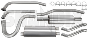 Exhaust system, Stainless steel from Manifold  (1001571) - Volvo P1800 - 1800e exhaust system stainless steel from manifold p1800e ferrita Ferrita 6 bracket clamps double double  for from guarantee holding manifold mounts mounts  pipe rubber silencer single stainless steel straight tube with without years