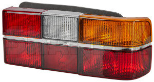 Combination taillight right red-orange-white 1372213 (1002359) - Volvo 200 - backlight combination taillight right red orange white combination taillight right redorangewhite taillamp taillight Own-label bulb chrome holder included redorangewhite red orange white right seal trim with