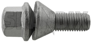 Wheel stud silver 92152366 (1003999) - Saab 9-3 (-2003), 9-3 (2003-), 9-5 (-2010), 900 (1994-) - wheel stud silver Genuine 17 alloy collar cone conical for genuine light loose movable moveable rims silver steel with