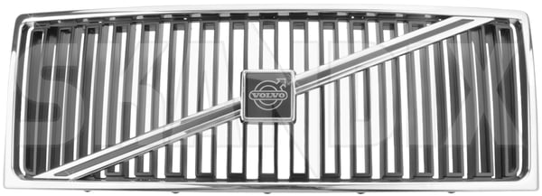 Radiator grill with Rod with Emblem 1358898 (1006141) - Volvo 700 - ОЕ-Numbers: 1268847 - Keywords: grille radiator grill with rod with emblem Own-label black chrome emblem rod with