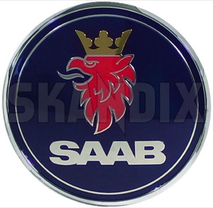 Emblem Motorhaube Saab 5289871 (1010831) - Saab 9-3 (-2003), 900 (1994-), 900 (-1993), 9000 - 900 9000 900i 900ii 93 93 9 3 badges emblem motorhaube saab embleme enbleme gm haubenembleme motorhaubenembleme ng plaketten schriftzug Original 50 50mm mm motorhaube saab