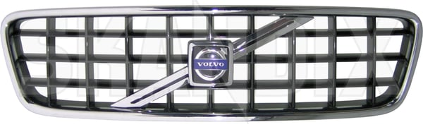 Gitter, Kühlergrill mit Strebe mit Emblem 8693331 (1013466) - Volvo S60 (-2009) - Keywords: frontgrille gitter gitter kuehlergrill mit strebe mit emblem grille kuehlergrille kuelergril kuelergrill s60 Original chrom emblem mit schwarz strebe
