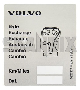 Label Timing belt exchange Timing belt housing  (1014999) - Volvo universal ohne Classic - decal label timing belt exchange timing belt housing sticker Genuine belt exchange housing interval label servicedecal servicelabel servicesticker support supportdecal supportlabel supportsticker timing