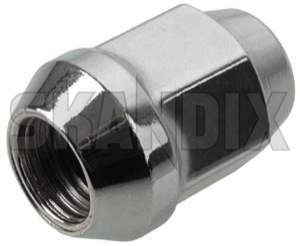 Wheel nut glossy zinc plated 1273332 (1015334) - Volvo 120, 130, 220, 140, 164, 200, P1800, P1800ES, PV, PV, P210 - 1800e p1800e wheel nut glossy zinc plated Own-label 19 glossy plated righthand right hand thread with zinc