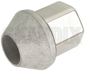 Wheel nut silver Cap nut with loose conical collar 31200241 (1017795) - Volvo C30, C70 (2006-), S40 (2004-), V50 - wheel nut silver cap nut with loose conical collar Genuine 19 alloy cap collar cone conical for light loose movable moveable nut rims silver with