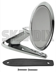 Outside mirror fits left and right 276610 (1019364) - Volvo 120, 130, 220, 140, 164, P1800, P1800ES, PV - 1800e outside mirror fits left and right p1800e Own-label 108 108mm and fits left mm right round