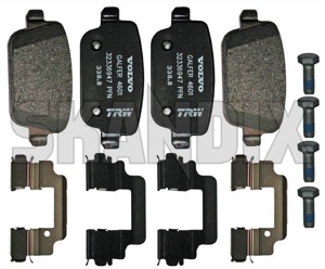 Brake pad set Rear axle 30794553 (1019618) - Volvo S80 (2007-), V70 (2008-), XC70 (2008-) - brake pad set rear axle Genuine axle bolt brake caliper for manual operation rear with