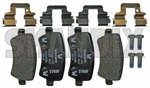 Brake pad set Rear axle 32300258 (1019621) - Volvo S80 (2007-), V70 (2008-), XC70 (2008-) - brake pad set rear axle Genuine axle bolt brake caliper electric for non operation rear solid vented with