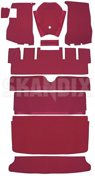Carpet set 277301 (1022214) - Volvo P1800 - Keywords: 1800e carpet set p1800e Own-label drive for lefthand left hand red vehicles