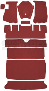 Teppichsatz 696008 (1022215) - Volvo P1800 - 1800 1800s coupe jensen p1800s sportcoupe teppiche teppichsaetze teppichsatz Hausmarke filzunterlage fuer linkslenker mit rot roter