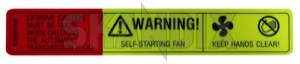 Information sign Warning Self-starting Fan Radiator fan, Engine compartment 30896588 (1025076) - Volvo 850, C70 (2006-), C70 (-2005), S40, V40 (-2004), S40, V50 (2004-), S60 (-2009), S70, V70, V70XC (-2000), S80 (2007-), S80 (-2006), V70 P26, XC70 (2001-2007), XC90 (-2014) - information sign warning self starting fan radiator fan engine compartment information sign warning selfstarting fan radiator fan engine compartment labels signs stickers Genuine adhesive compartment decal engine fan fan fan  film foil radiator selfadhesive self adhesive selfstarting self starting sticker warning