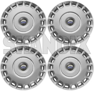 Wheel cover silver 16 Inch for Steel rims Kit 31201729 (1026773) - Volvo C30, C70 (2006-), S40, V50 (2004-), V40 (2013-), V40 CC - hub caps rim trim wheel caps wheel cover wheel cover silver 16 inch for steel rims kit wheel trim Genuine volvo  volvo  16 16inch for inch kit material plastic rims silver steel synthetic