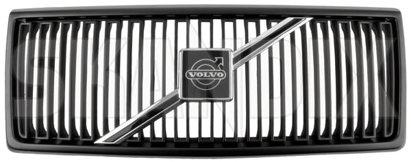 Gitter, Kühlergrill mit Strebe mit Emblem 1312295 (1027123) - Volvo 200 - Keywords: 242 244 245 frontgrille gitter gitter kuehlergrill mit strebe mit emblem grille kuehlergrille kuelergril kuelergrill p240 p242 p244 p245 Original emblem mit schwarz strebe