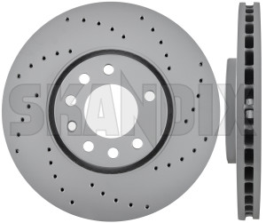 Brake disc Front axle perforated Sport Brake disc 93171500 (1028742) - Saab 9-3 (2003-) - brake disc front axle perforated sport brake disc brake rotor brakerotors rotors zimmermann Zimmermann abe  abe  16 16inch 2 302 302mm additional axle brake certification disc front general inch info info  mm note perforated pieces please sport with