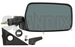 Outside mirror right 273992 (1031272) - Volvo 140, 164, 200 - outside mirror right Genuine adjustment bluetinted blue tinted convex for manual mirror right