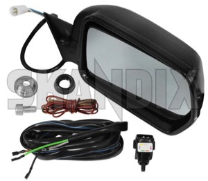 Outside mirror right 1129255 (1031274) - Volvo 140, 164, 200 - outside mirror right Genuine actuator adjustment bluetinted blue tinted cable electric for glass kit mirror plan right upgrade with