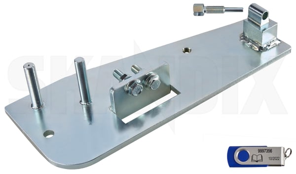 Transmission jack clamping device 9997356 (1031305) - Volvo C30, C70 (2006-), S40, V50 (2004-), S60 (2011-2018), S80 (2007-), V40 (2013-), V40 CC, V60 (2011-2018), V70, XC70 (2008-), XC60 (-2017) - Keywords: fixture transmission jack clamping device Genuine for gearbox genuine installation removal special tool