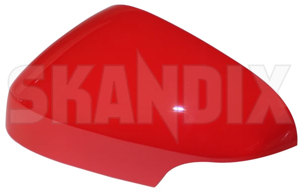Cover cap, Outside mirror left passion red 39850539 (1031924) - Volvo C30, C70 (2006-), S40, V50 (2004-), S80 (2007-), V40 (2013-), V40 CC, V70 (2008-) - Keywords: cover cap outside mirror left passion red mirrorblinds mirrorcovers Genuine 612 electronically foldable left not painted passion red