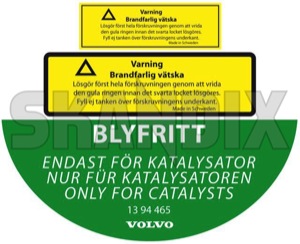Information sign BLYFRITT Only for Catalysts Petrol can  (1032858) - Volvo universal - information sign blyfritt only for catalysts petrol can labels signs stickers Own-label blyfritt can catalysts for kit only petrol
