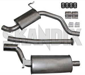 Sports silencer set Stainless steel  (1033050) - Saab 9000 - sports silencer set stainless steel ferrita Ferrita 2,5 25 2 5 2,5 25inch 2 5inch 63,5 635 63 5 63,5 635mm 63 5mm addon add on certificate inch material mm roadworthy round single single  stainless steel with without