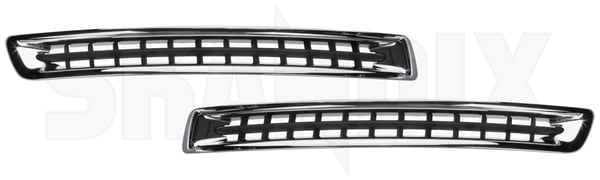 Abdeckung, Stoßstange vorne links vorne rechts Satz für beide Seiten 30756476 (1036587) - Volvo XC90 (-2014) - Keywords: abdeckgrill abdeckung stossstange vorne links vorne rechts satz fuer beide seiten abdeckungen abschirmung cross country frontstossstangen gitter grille kuehlergitter kuehlergrill schuerzen stossfaenger stossstange stossstangenabdeckung stossstangengitter stosstange xc90 Original beide beidseitig beifahrerseite chrome fahrerseite fuer krom linke linker links rechte rechter rechts satz seite seiten set verchromt verchromter vorderer vorne