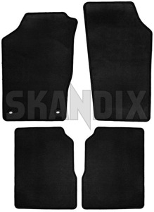 Floor accessory mats Velours black consists of 4 pieces  (1036908) - Saab 900 (-1993) - floor accessory mats velours black consists of 4 pieces Own-label 4 black consists drive for four grommets hand left lefthand left hand lefthanddrive lhd of oval pieces vehicles velours