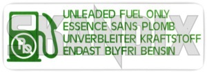 Information sign Unleaded fuel Filling lid 31416048 (1037586) - Volvo C30, C70 (2006-), S40, V50 (2004-), S80 (2007-), V70, XC70 (2008-), XC60 (-2017) - information sign unleaded fuel filling lid labels signs stickers Own-label 100 100mm 35 35mm adhesive decal filling film foil fuel green lid mm rectangular selfadhesive self adhesive sticker unleaded white