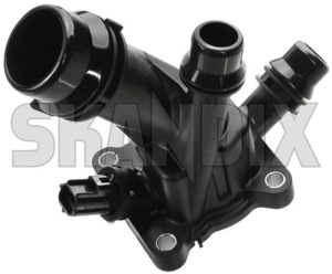 Thermostat housing 31293556 (1038170) - Volvo C30, C70 (2006-), S40, V50 (2004-), S60 (2011-2018), S80 (2007-), V40 (2013-), V40 CC, V60 (2011-2018), V70, XC70 (2008-), XC60 (-2017) - thermostat housing Own-label clip seals sender thermo with