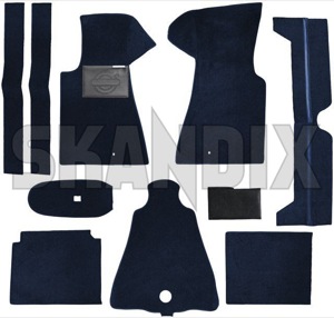 Teppichsatz  (1038740) - Volvo 140 - 142 144 145 p140 p142 p144 p145 teppiche teppichsaetze teppichsatz Hausmarke blau blauer fuer lhd linkslenker