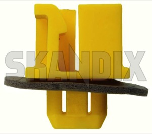 Clip, Windshield cowl panel 30870550 (1039414) - Volvo S40, V40 (-2004) - clip windshield cowl panel water drainage windscreen scuttle covers wiper mechanism covers Genuine yellow