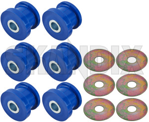 Bushing, Suspension Front axle Subframe Kit  (1042069) - Saab 9-5 (-2010) - bushing suspension front axle subframe kit bushings chassis Own-label polyurethan  polyurethan  axle duty front heavy kit pu reinforced subframe