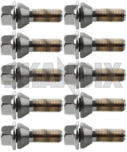 Wheel stud chrome Kit 10 Pcs 31373474 (1043822) - Volvo S60 (2011-2018), S60 (-2009), S60 CC (-2018), S80 (2007-), S80 (-2006), V60 (2011-2018), V70 (2008-), V70 P26 (2001-2007), XC60 (-2017), XC70 (2001-2007), XC70 (2008-), XC90 (-2014) - wheel stud chrome kit 10 pcs Genuine 10 10pcs 19 alloy chrome collar cone conical for kit light loose movable moveable pcs rims steel with