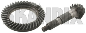 Pinion and crown wheel, Differential 4,1:1 273407 (1044099) - Volvo 120, 130, 220, 140, 164, 200, 700, P1800, P1800ES - 1800e bevel gear p1800e pinion and crown wheel differential 4 1 1 pinion and crown wheel differential 411 Own-label 4,1 411 4 1 1 axle m1030 m30 rearaxle rearaxledifferential spicer spiceraxle spicerdifferential spicerrearaxle spicerrearaxledifferential system
