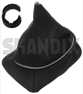Gear lever gaiter black Leather 30759057 (1046803) - Volvo C30, C70 (2006-), S40, V50 (2004-) - gear lever gaiter black leather selector gaiter shift stick collar shifter boot Genuine black leather