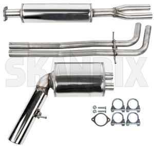 Sports silencer set Stainless steel from Catalytic converter  (1048849) - Volvo V70 P26 (2001-2007) - sports silencer set stainless steel from catalytic converter simons Simons abe  abe  100 100mm 2,5 25 2 5 2,5 25inch 2 5inch 63,5 635 63 5 63,5 635mm 63 5mm addon add on awd catalytic ce certificate certification compulsory converter from general inch marking material mm registration roadworthy round single single  stainless steel with without