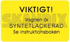 Information sign Warnung Lack  (1049444) - Volvo PV - information sign warnung lack labels signs stickers Own-label lack warnung