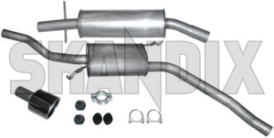 Exhaust system, Stainless steel from Catalytic converter  (1050206) - Volvo 850, C70 (-2005), S70, V70 (-2000) - exhaust system stainless steel from catalytic converter ferrita Ferrita abe  abe  6 catalytic certification clamps compulsory converter exhaust exposed for from general guarantee mounts mounts  one oval pipe registration rubber silencer single single  stainless steel tailpipe vehicles with without years