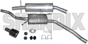 Exhaust system, Stainless steel from Catalytic converter  (1050207) - Volvo 850, C70 (-2005), S70, V70 (-2000) - exhaust system stainless steel from catalytic converter ferrita Ferrita abe  abe  6 addon add on catalytic certification compulsory converter exposed from general guarantee material oval registration single single  stainless steel tailpipe with without years