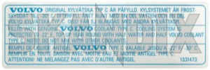 Information sign Kühlerfrostschutz 1331473 (1051328) - Volvo 200, 700, 850, 900, S90, V90 (-1998) - information sign kuehlerfrostschutz labels signs stickers Genuine kuehlerfrostschutz