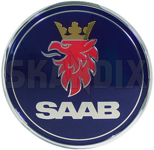 Emblem Motorhaube Saab 5289871 (1051907) - Saab 9-3 (-2003) - 93 93 9 3 badges emblem motorhaube saab embleme enbleme haubenembleme motorhaubenembleme plaketten schriftzug Hausmarke 50 50mm klebepad mm motorhaube ohne saab