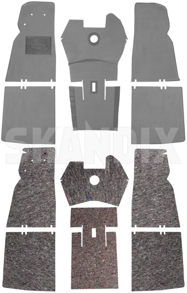 Carpet set Velours (1052088) - Volvo PV - Keywords: carpet set velours Own-label drive for grey hand left lefthand left hand lefthanddrive lhd vehicles velours