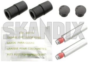 Repair kit, Brake caliper Guide bolts Front axle for one Brake caliper  (1053751) - Volvo 400, C30, C70 (2006-), S40, V50 (2004-), S60, V60, S60 CC, V60 CC (2011-2018), S80 (2007-), S90, V90 (2017-), V40 (2013-), V40 CC, V70, XC70 (2008-), V90 CC, XC60 (2018-) - brakecaliperguidebolts brakecaliperguidepins brakecaliperguidesleeves brakecaliperhardware caliperguidebolts caliperguidepins caliperguidesleeves caliperhardware guidebolts guidepins guidesleeves hardware pins repair kit brake caliper guide bolts front axle for one brake caliper sleeves Own-label 296 300 316 322 axle brake caliper for front internally mm one vented