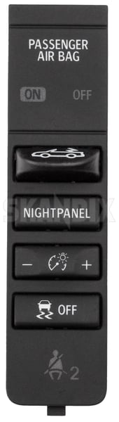 Switch, Dimming instrument lighting Convertible top Info Display ESP Night Panel 32022322 (1056653) - Saab 9-3 (2003-) - ОЕ-Numbers: 12763713, 32017571 - Keywords: buttons instrument dimming push buttons snaps switch dimming instrument lighting convertible top info display esp night panel Genuine Hedin Saab Parts convertible convertibletopswitch display esp function gauge info multi multifunction night panel rooftopswitch sidc top topswitch